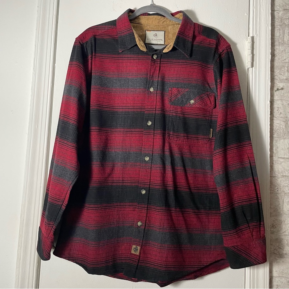 Legendary Whitetails Men's Buck Camp Red & Black Plaid Flannel Shirt Sz: L
